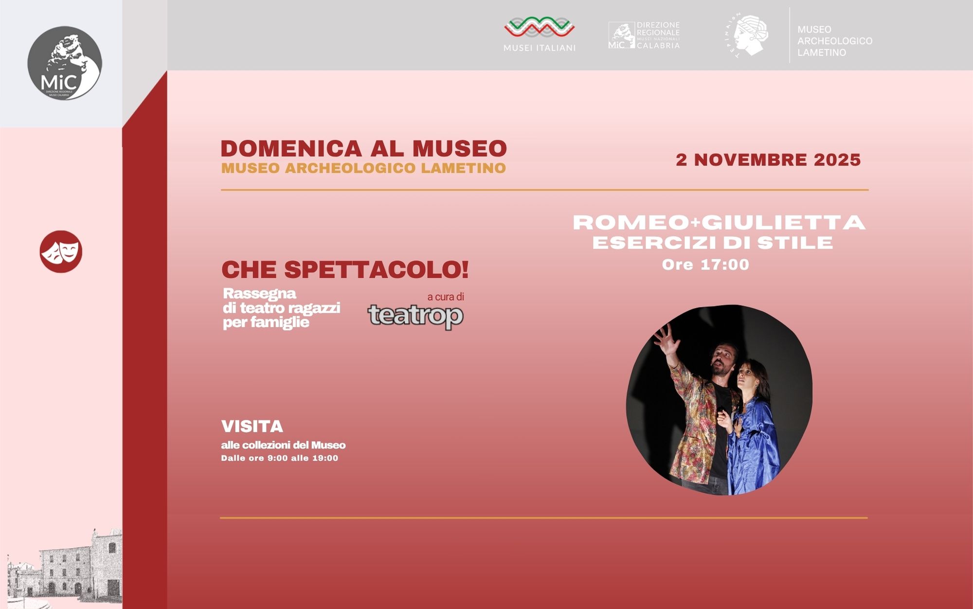 "Che spettacolo! Rassegna di teatro ragazzi per famiglie" al Museo archeologico lametino